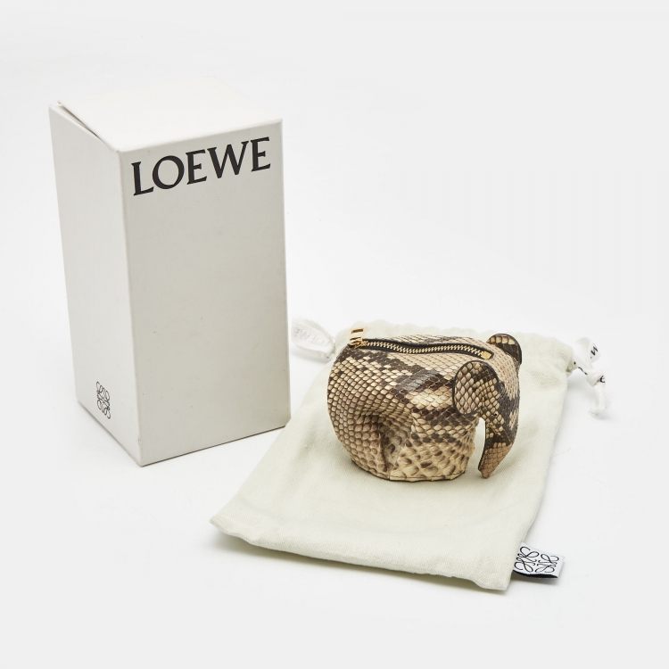 Pre Owned Loewe Beige Python Elephant Coin Purse 