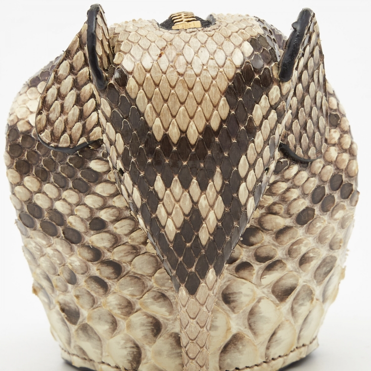 Pre Owned Loewe Beige Python Elephant Coin Purse 