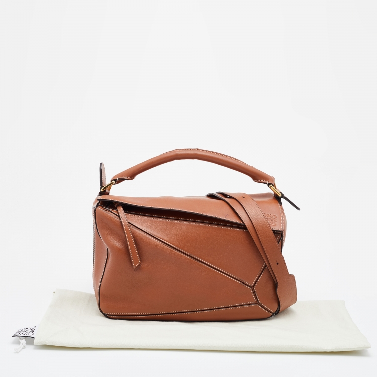 Pre Owned Loewe Tan Leather Medium Puzzle Shoulder Bag