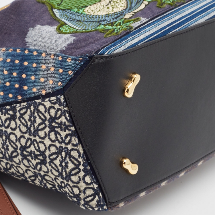Pre Owned Loewe x Spirited Away Multicolor Denim And Leather Medium Puzzle Shoulder Bag