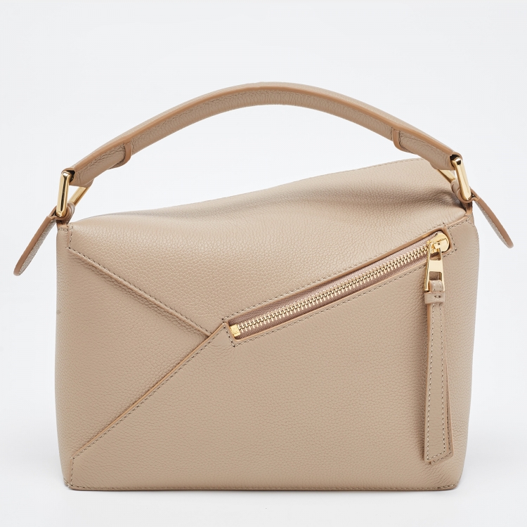 Pre Owned Loewe Beige Leather Small Puzzle Shoulder Bag