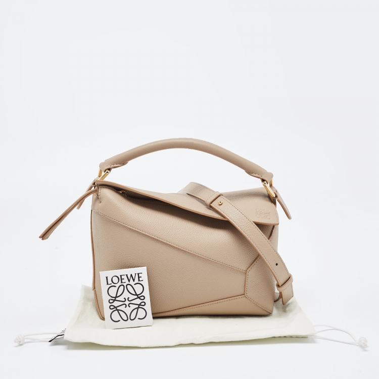 Pre Owned Loewe Beige Leather Small Puzzle Shoulder Bag