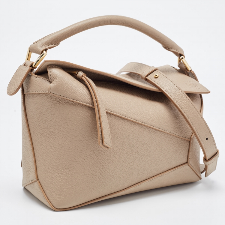 Pre Owned Loewe Beige Leather Small Puzzle Shoulder Bag