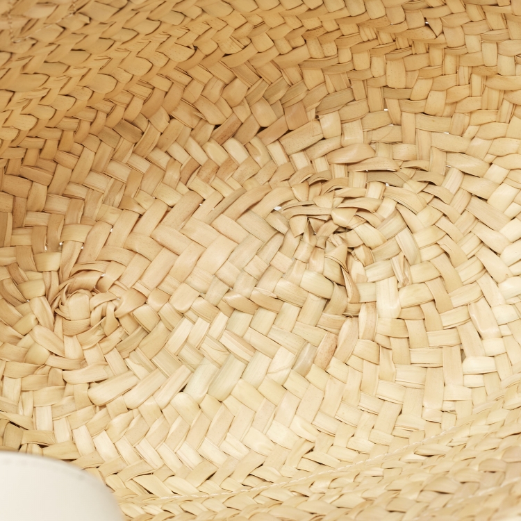 Pre Owned Loewe White/Cream Woven Raffia and Leather Anagram Basket Bag