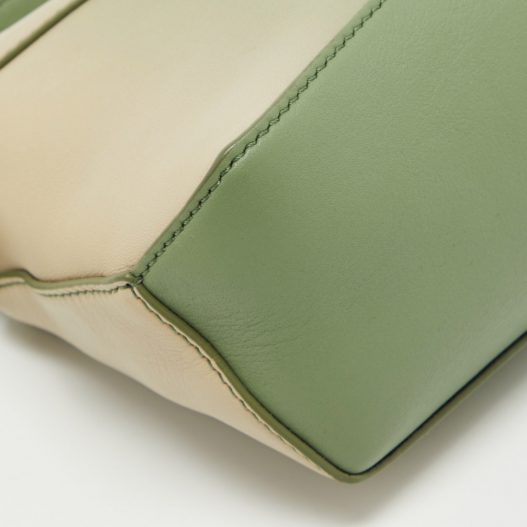 Pre Owned Loewe Pastel Green Leather Mini Degrade Puzzle Shoulder Bag