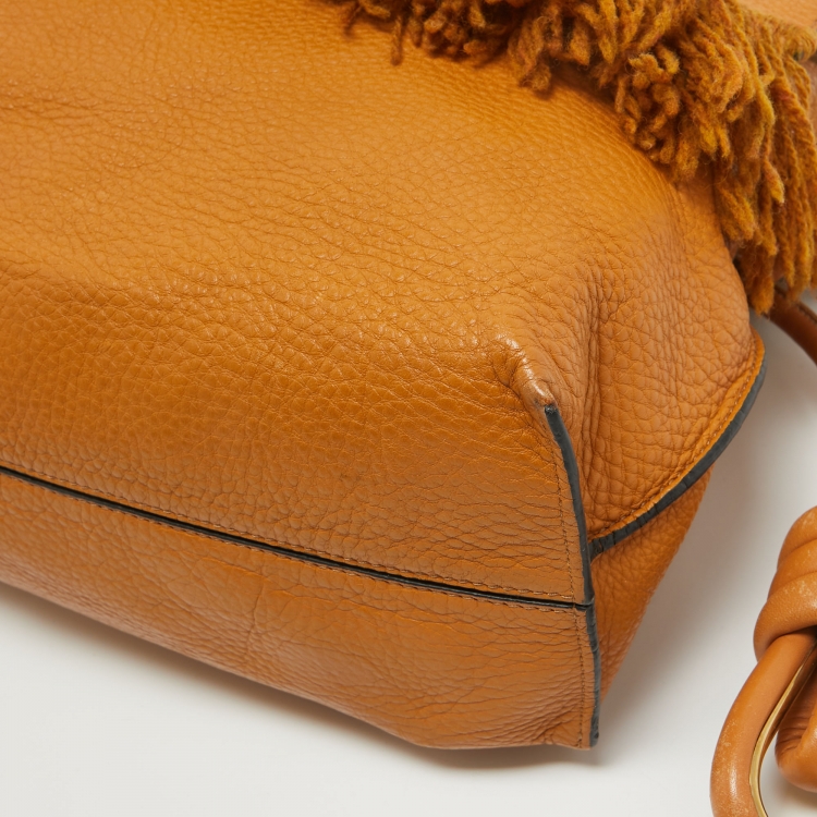 Pre Owned Loewe Brown Leather Flamenco Flap Shoulder Bag