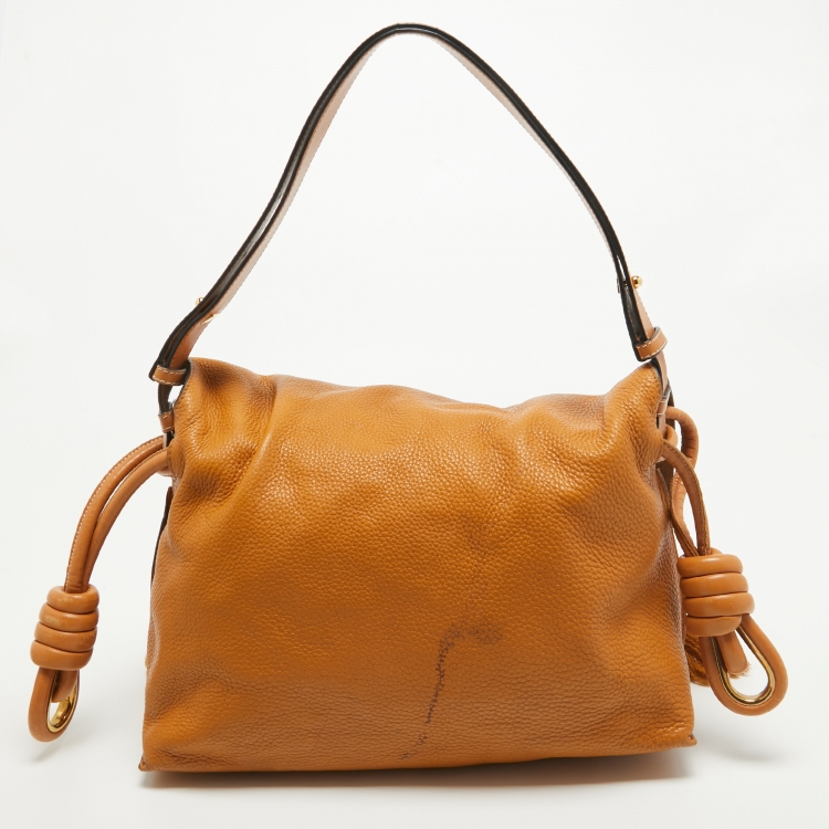 Pre Owned Loewe Brown Leather Flamenco Flap Shoulder Bag