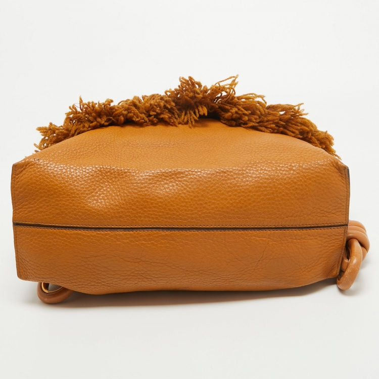 Pre Owned Loewe Brown Leather Flamenco Flap Shoulder Bag