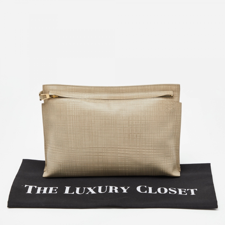 Pre Owned Loewe Beige Leather T Slim Pouch
