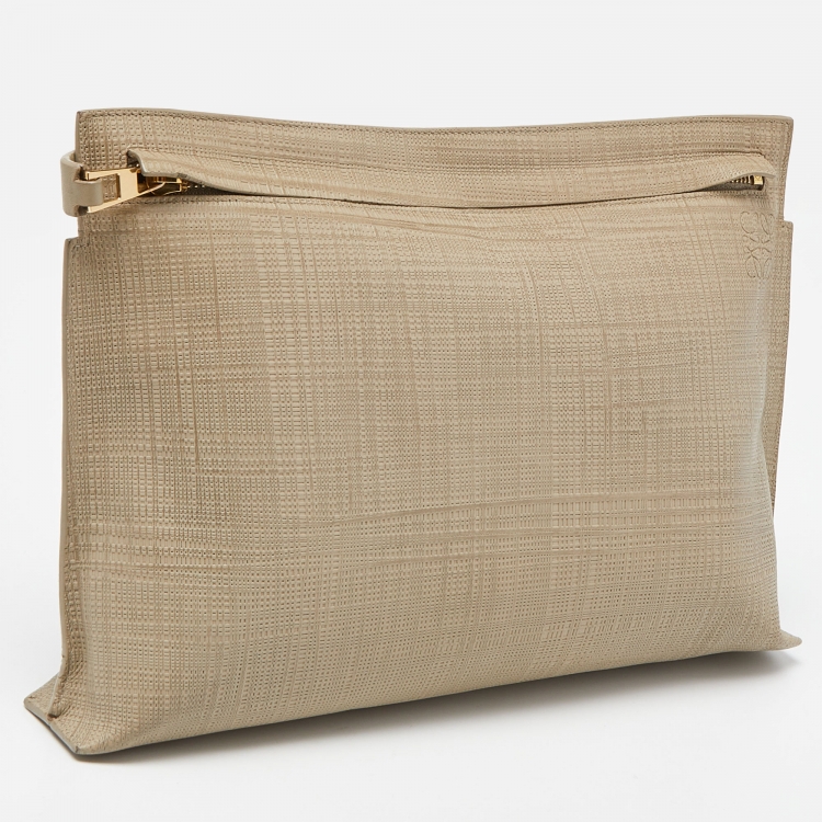 Pre Owned Loewe Beige Leather T Slim Pouch