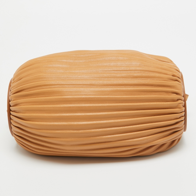 Pre Owned Loewe Tan Pleated Leather Bracelet Pouch