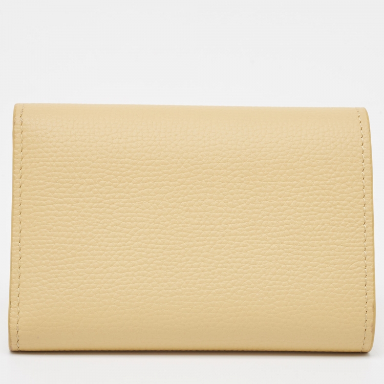 Pre Owned Loewe Yellow Leather Anagram Trifold Wallet