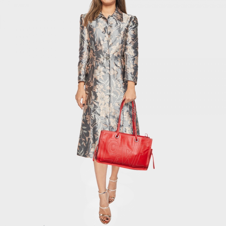 Pre Owned Loewe Red Leather Tote with Wallet