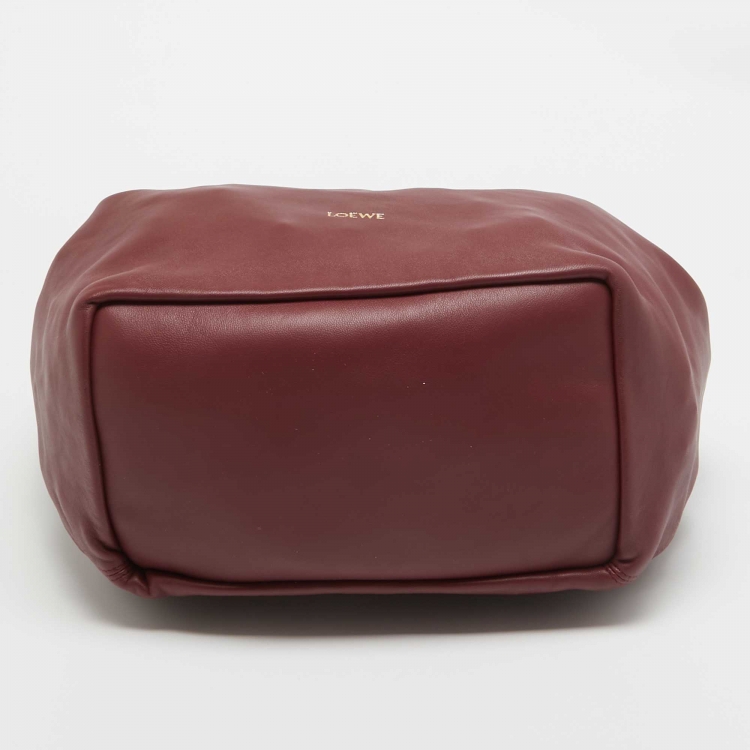 Pre Owned Loewe Burgundy Leather Squeeze Bag