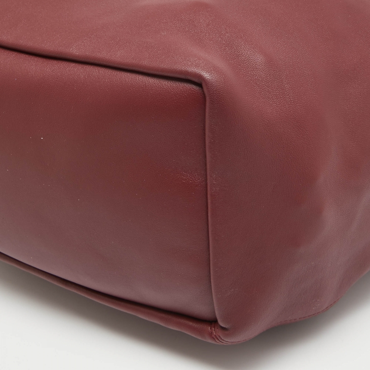 Pre Owned Loewe Burgundy Leather Squeeze Bag
