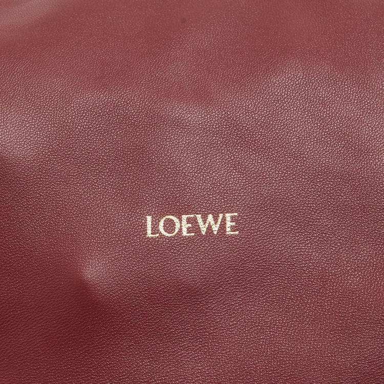 Pre Owned Loewe Burgundy Leather Squeeze Bag