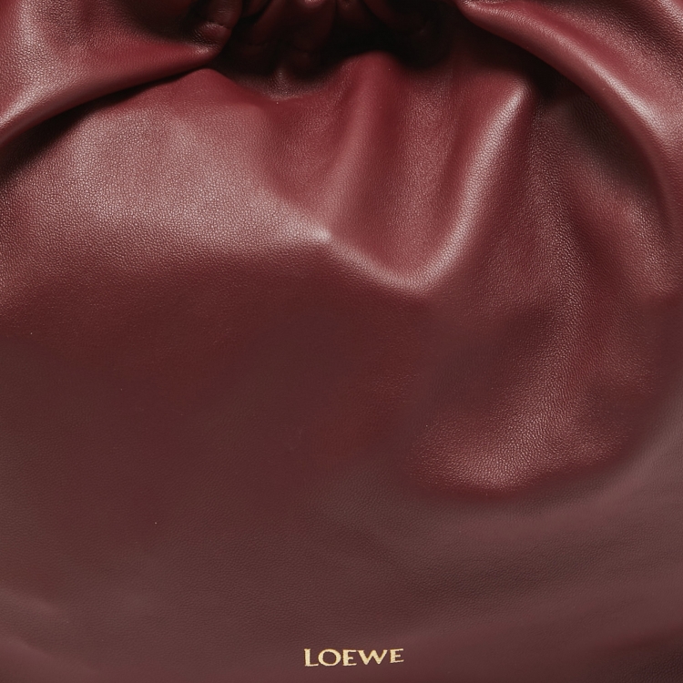 Pre Owned Loewe Burgundy Leather Squeeze Bag