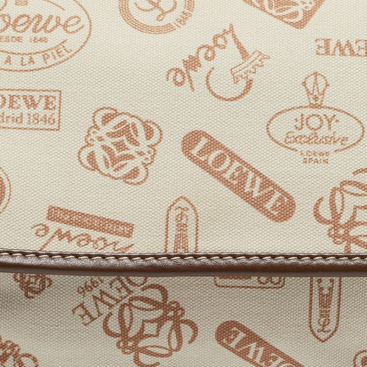 Pre Owned Loewe Beige/Brown Printed Canvas and Leather Shoulder Bag