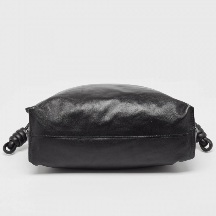 Pre Owned Loewe Black Leather Medium Flamenco Clutch Bag