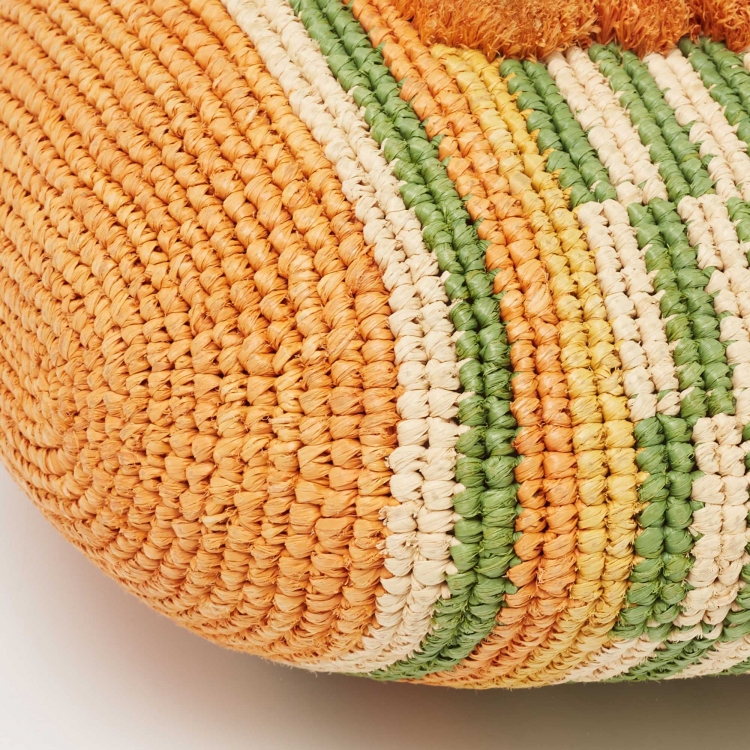 Pre Owned Loewe Multicolor Raffia Slit Rainbow Anagram Bag