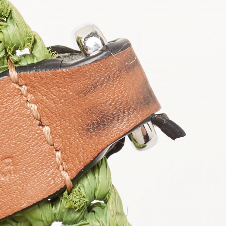 Pre Owned Loewe Multicolor Raffia Slit Rainbow Anagram Bag