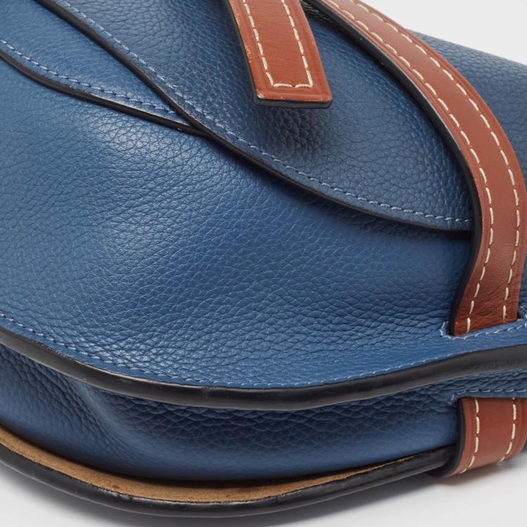Pre Owned Loewe Blue/Brown Leather Gate Shoulder Bag