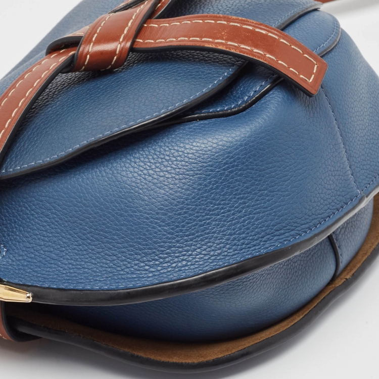 Pre Owned Loewe Blue/Brown Leather Gate Shoulder Bag