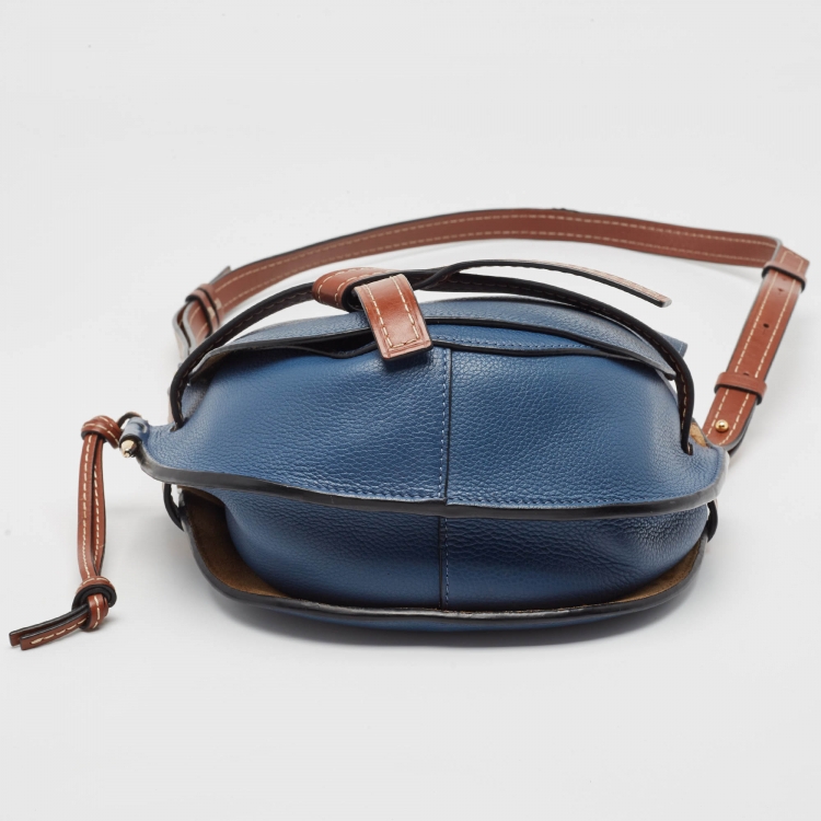 Pre Owned Loewe Blue/Brown Leather Gate Shoulder Bag