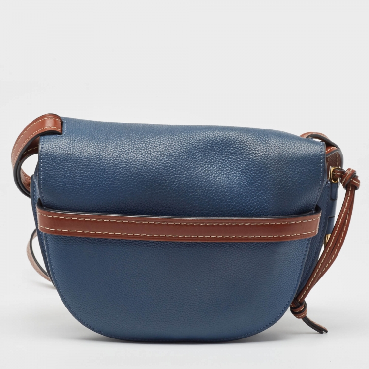 Pre Owned Loewe Blue/Brown Leather Gate Shoulder Bag