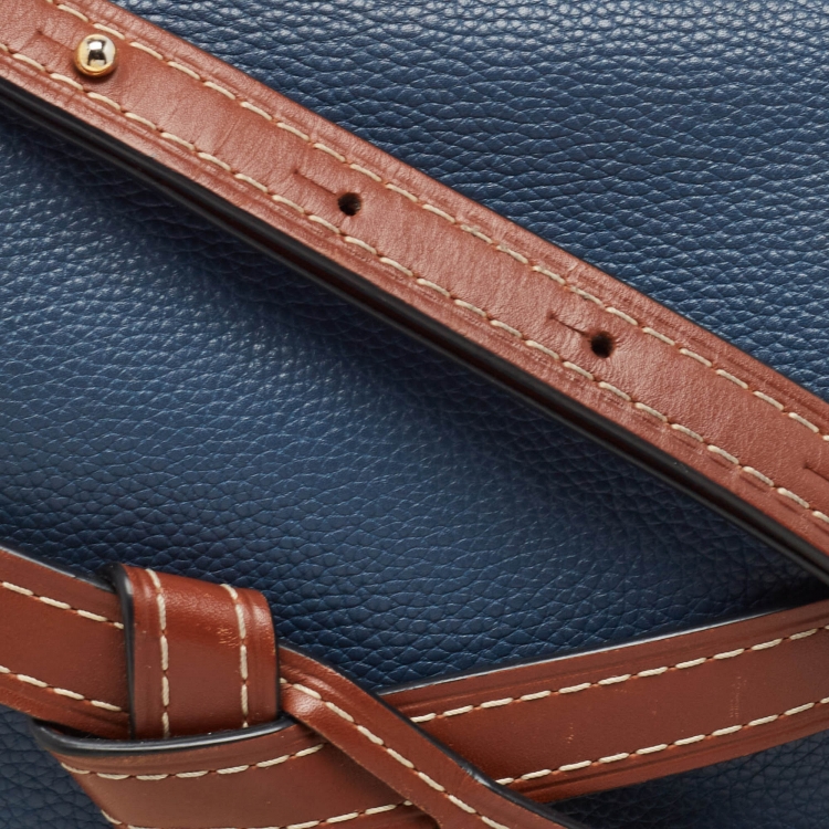 Pre Owned Loewe Blue/Brown Leather Gate Shoulder Bag