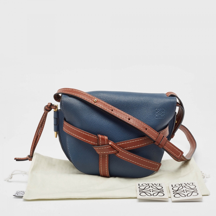 Pre Owned Loewe Blue/Brown Leather Gate Shoulder Bag