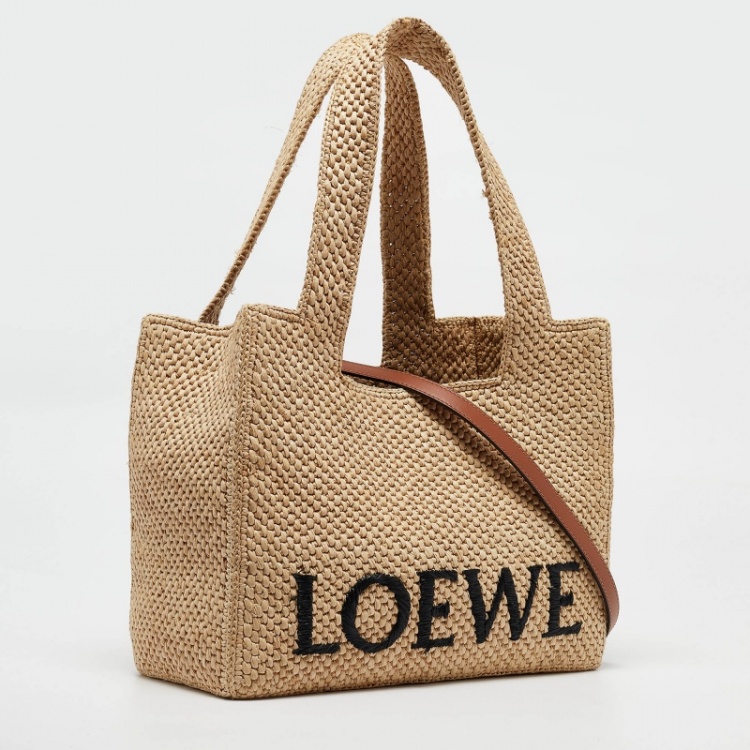 Pre Owned Loewe x Paula's Ibiza Natural Raffia Medium  Loewe Front Tote