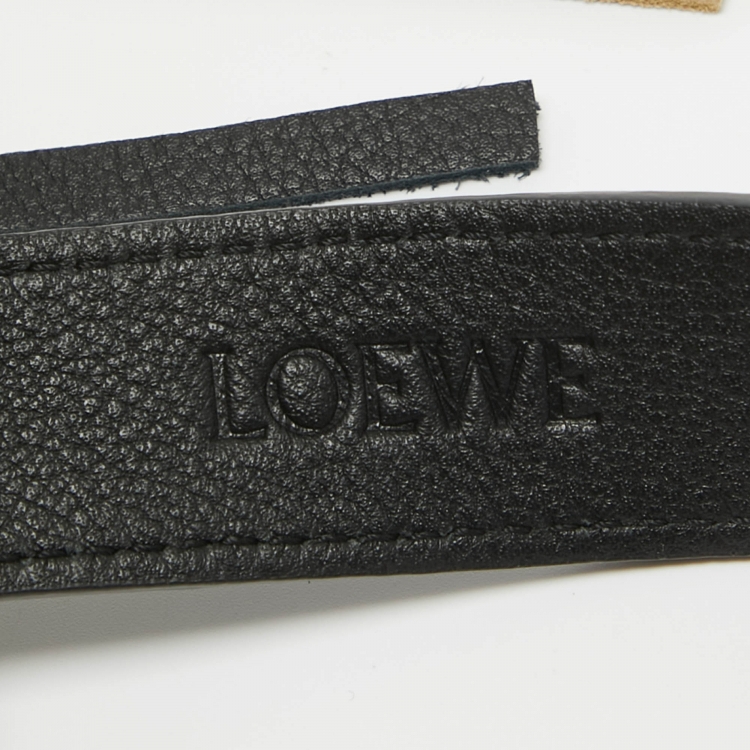 Pre Owned Loewe Black/Beige Suede and Leather Anagram Woven Fringe Tote