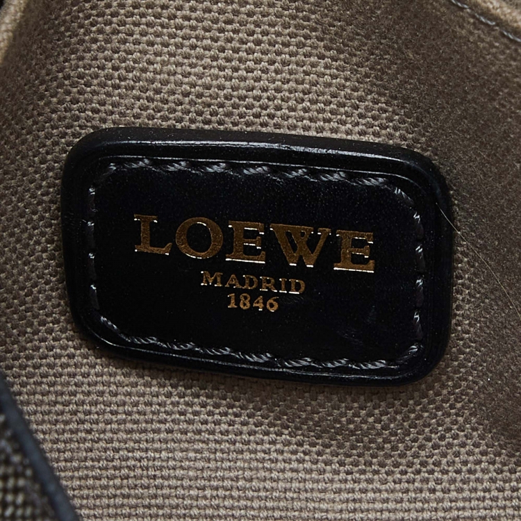 Pre Owned  Loewe Grey/Black Anagram Coated Canvas and Leather Crossbody Bag