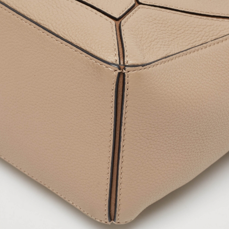 Pre Owned Loewe Beige/Brown Leather Small Puzzle Shoulder Bag