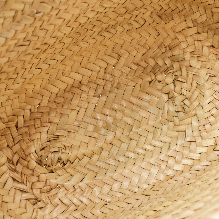 Pre Owned Loewe Brown/Cream Raffia and Leather Basket Tote