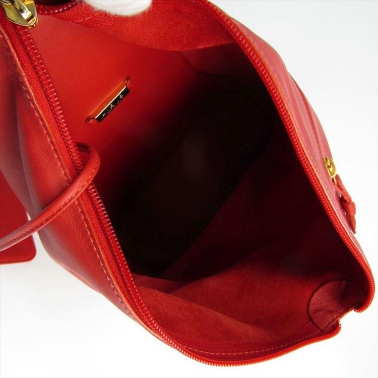 Pre Owned Loewe Red Leather Backpack