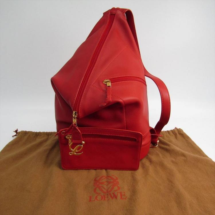 Pre Owned Loewe Red Leather Backpack