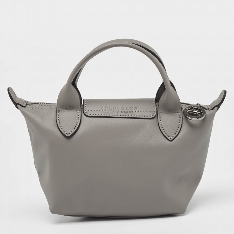Pre Owned Longchamp Turtledove Leather Extra XS Le Pliage Tote