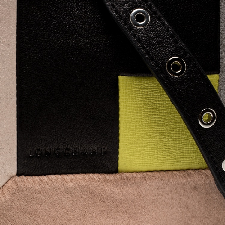 Pre Owned Longchamp Mutlicolor Leather Colorblock Art Walk Crossbody Bag