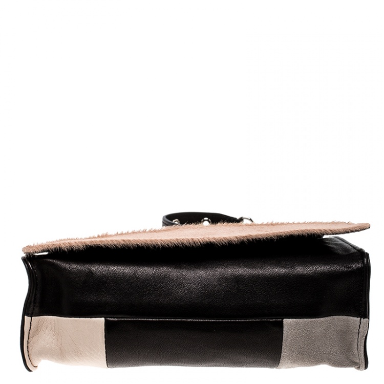Pre Owned Longchamp Mutlicolor Leather Colorblock Art Walk Crossbody Bag