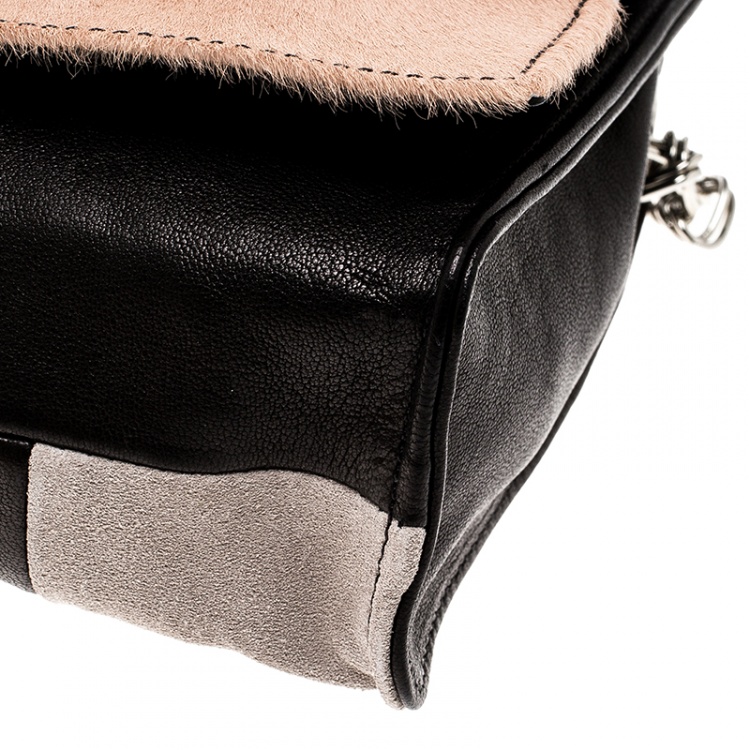 Pre Owned Longchamp Mutlicolor Leather Colorblock Art Walk Crossbody Bag