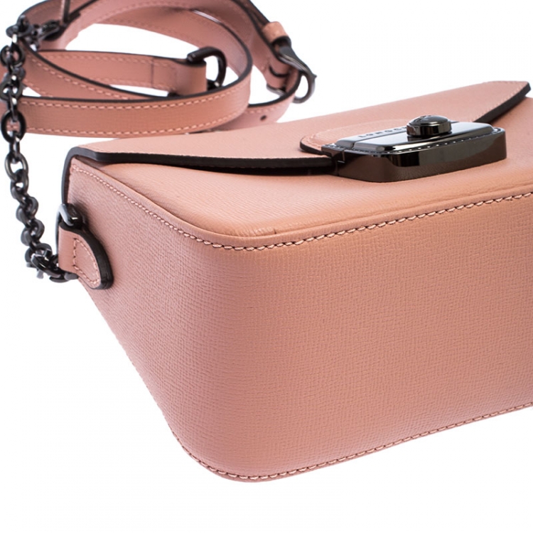 Pre Owned Longchamp Pink Leather Small Le Pliage Heritage Crossbody Bag 