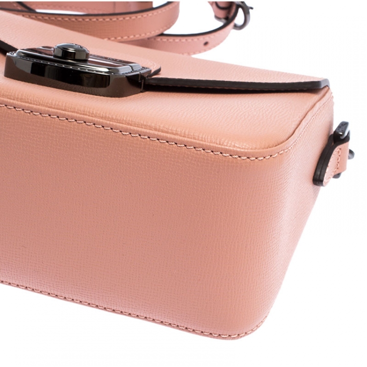 Pre Owned Longchamp Pink Leather Small Le Pliage Heritage Crossbody Bag 