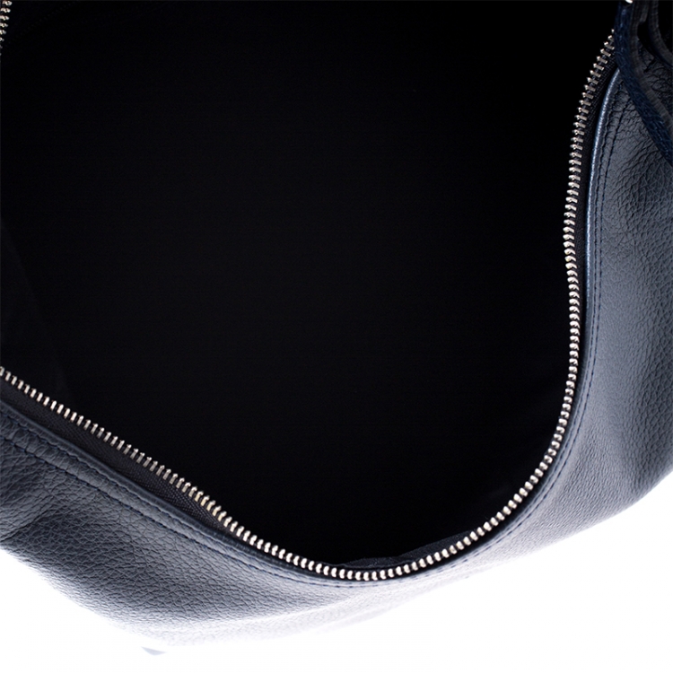 Pre Owned Longchamp Navy Blue Leather Le Foulonne Hobo