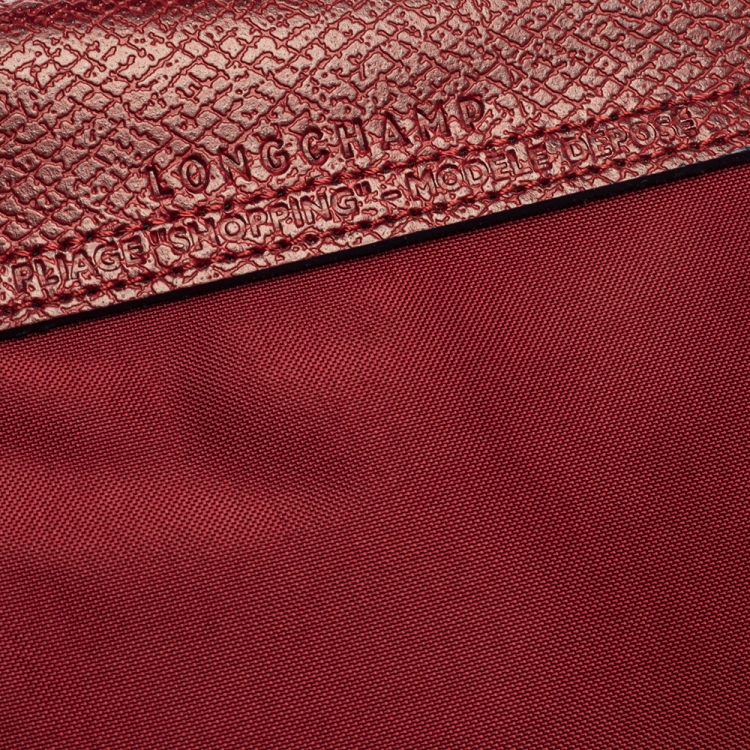 Pre Owned Longchamp Burgundy Nylon Le Pliage Tote