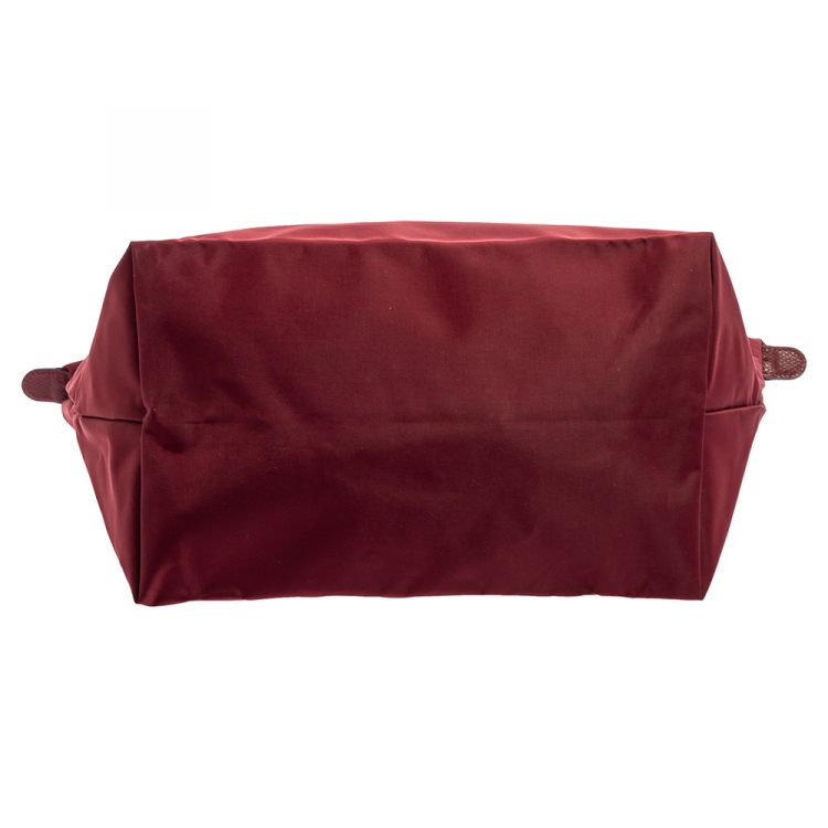 Pre Owned Longchamp Burgundy Nylon Le Pliage Tote