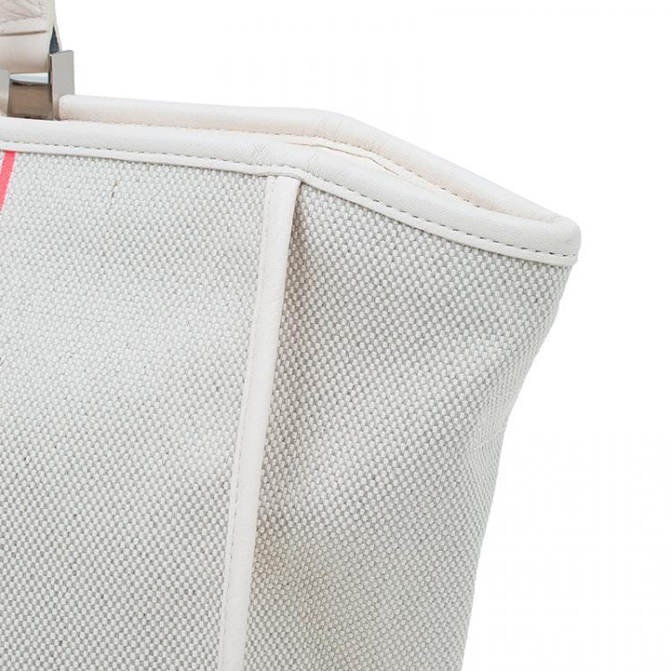 Pre Owned Longchamp Corail Canvas Large Nautique Zip Tote
