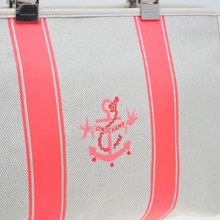 Pre Owned Longchamp Corail Canvas Large Nautique Zip Tote