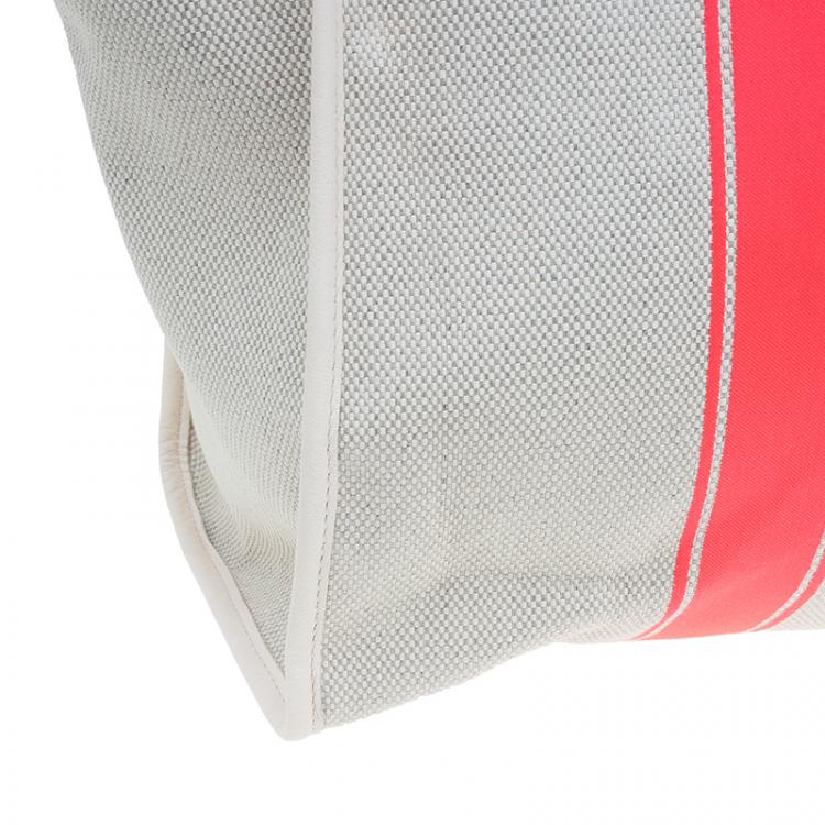 Pre Owned Longchamp Corail Canvas Large Nautique Zip Tote